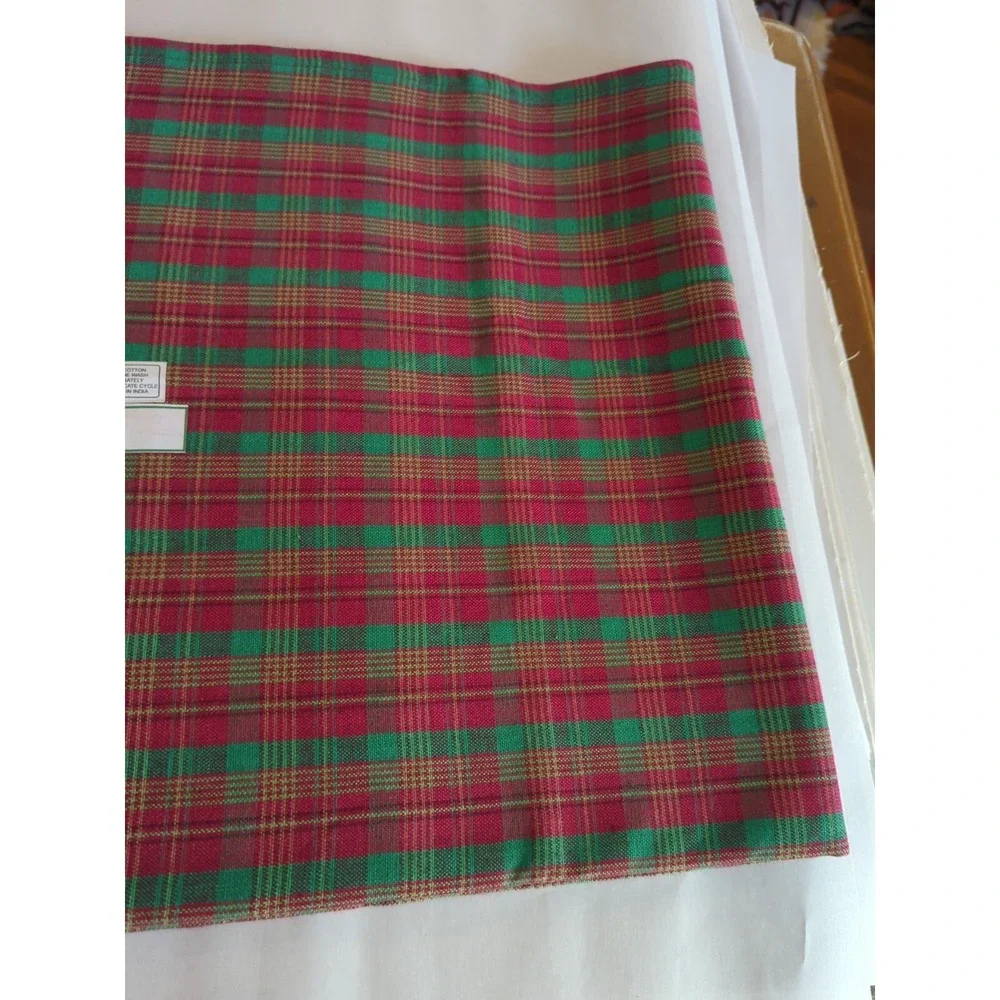 100% Cotton Plaid Handloom TABLECLOTH‎ By Primitive Artisans Inc 60x60